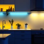 A photograph of a well-lit kitchen featuring stylish under cabinet usb lighting
