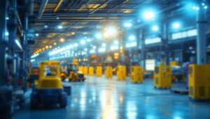 A photograph of a well-lit industrial or commercial space showcasing the bright
