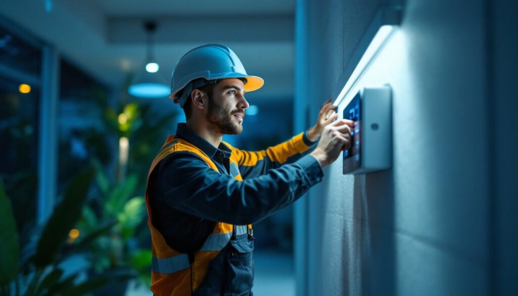 A photograph of a modern automatic lighting system in action