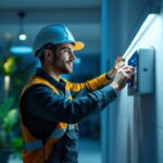 A photograph of a modern automatic lighting system in action