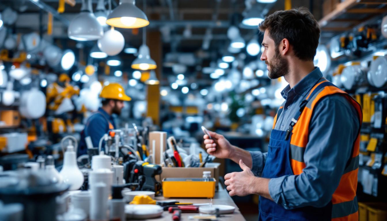 A photograph of a well-organized lighting store in brookfield