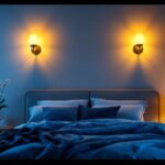 A photograph of a beautifully designed bedroom featuring stylish sconce lights on the walls