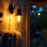 A photograph of a stylish barn light equipped with a motion sensor