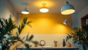 A photograph of a well-lit room showcasing various ceiling light housing options