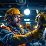 A photograph of a lighting contractor expertly installing a 400-watt led lamp in a commercial setting