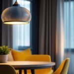 A photograph of a stylish contemporary pendant light shade in a modern interior setting