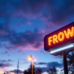 A photograph of a lighting contractor installing vibrant