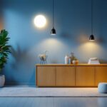 A photograph of a well-designed residential space featuring stylish and modern light fixtures
