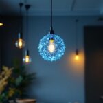 A photograph of a beautifully designed suspension chandelier hanging in a modern