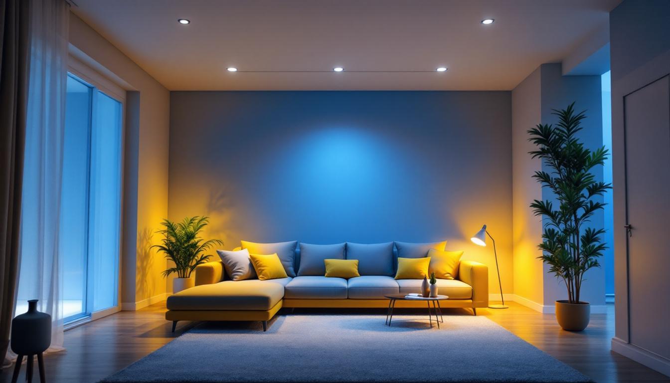 A photograph of a beautifully lit room showcasing 6-inch recessed led lights in action