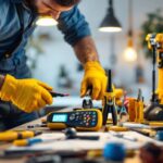 A photograph of a skilled electrician in action