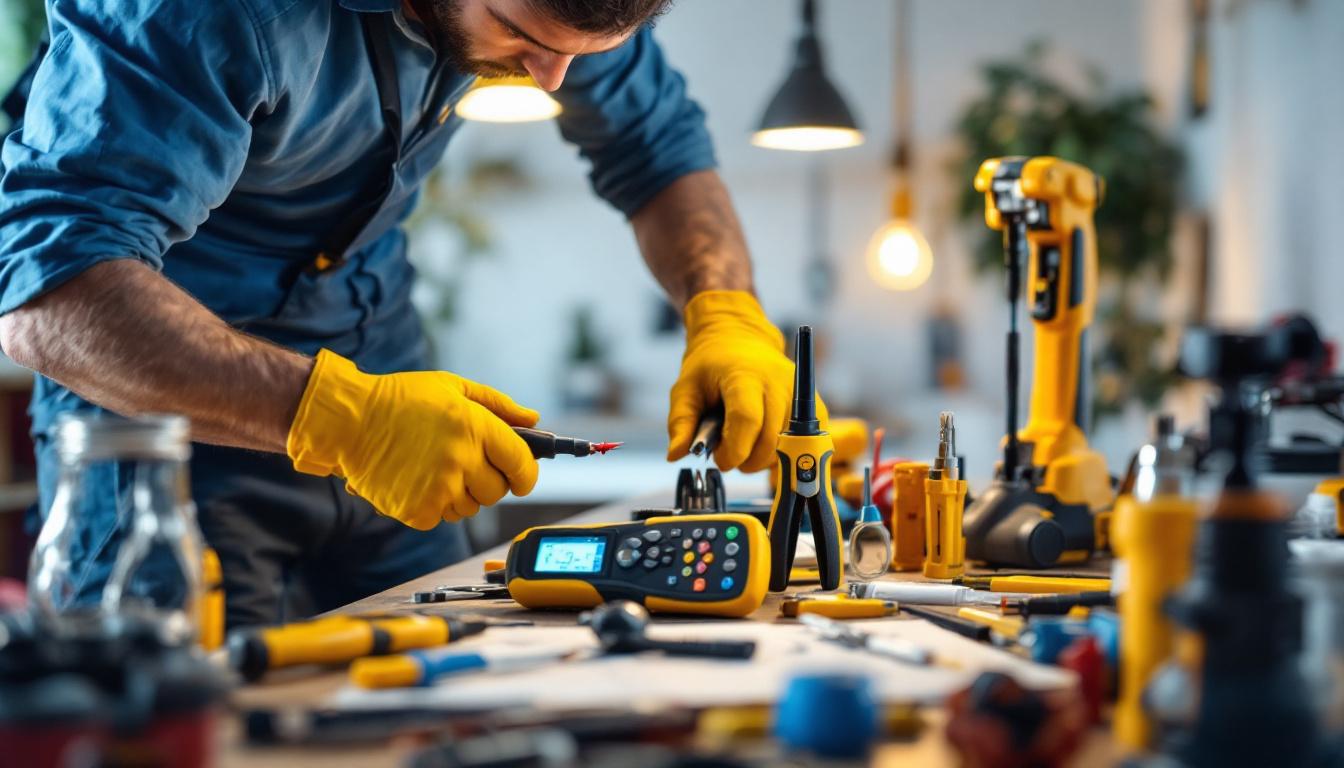 A photograph of a skilled electrician in action