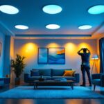 A photograph of a well-lit room showcasing various styles of recessed lighting in action