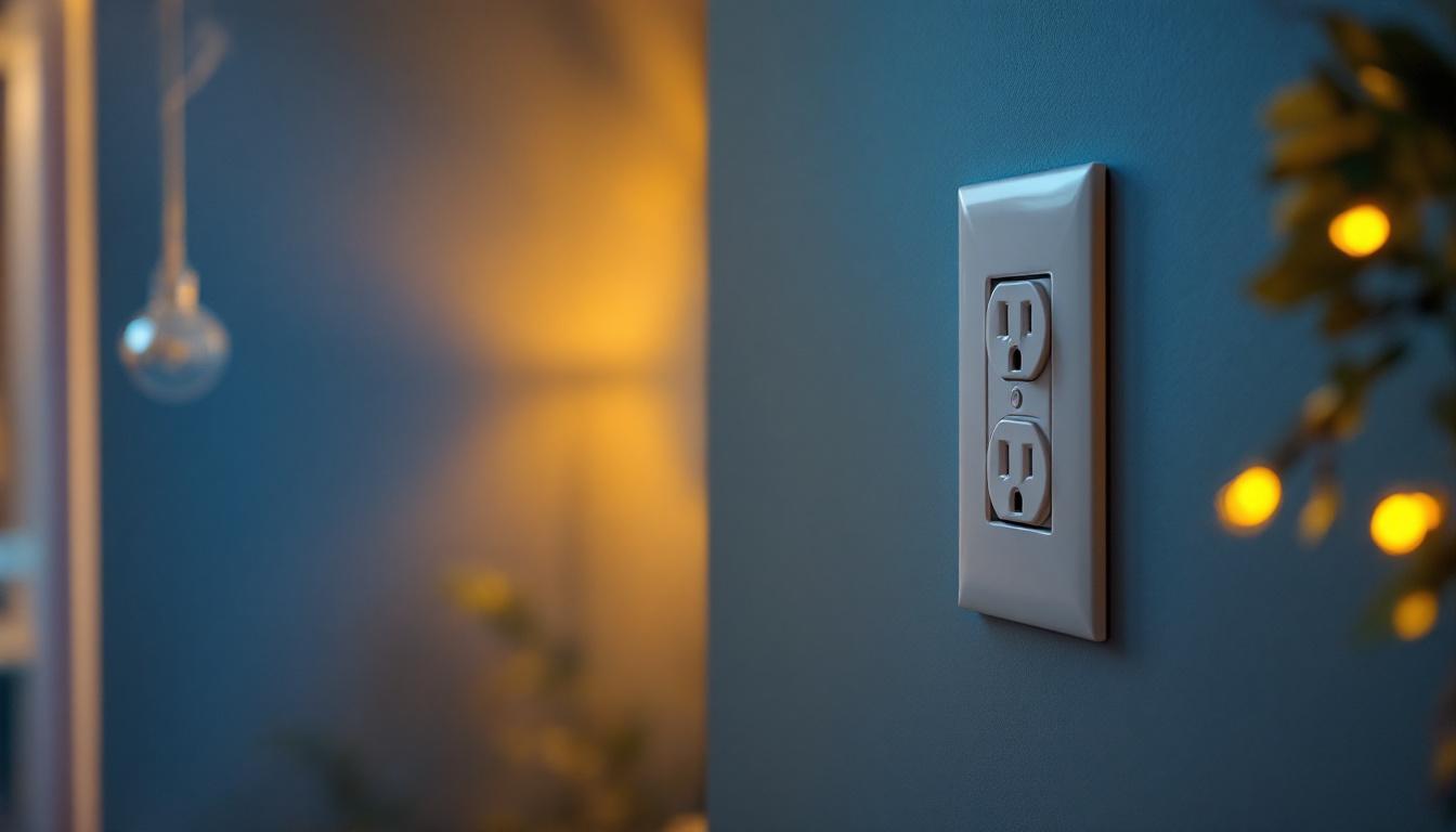 A photograph of a professional electrician installing a sleek