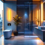 A photograph of a modern bathroom featuring stylish led lighting installations