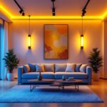 A photograph of a beautifully designed interior space featuring can lighting