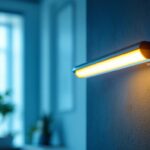 A photograph of a modern led long bulb installed in a stylish home or office setting