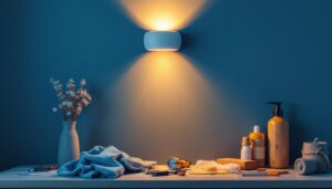 A photograph of a stylish wall sconce led light fixture in a modern interior setting