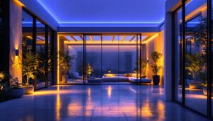 A photograph of a beautifully illuminated indoor or outdoor space showcasing the versatility and impact of 2-foot led lights