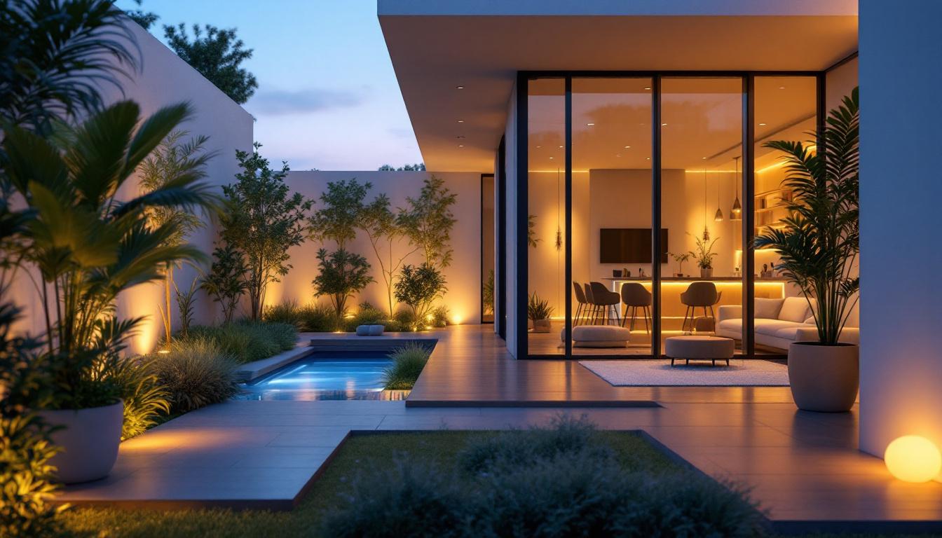A photograph of a beautifully lit outdoor space transitioning into an inviting indoor area