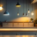 A photograph of a well-designed retail space showcasing a variety of innovative lighting fixtures in use