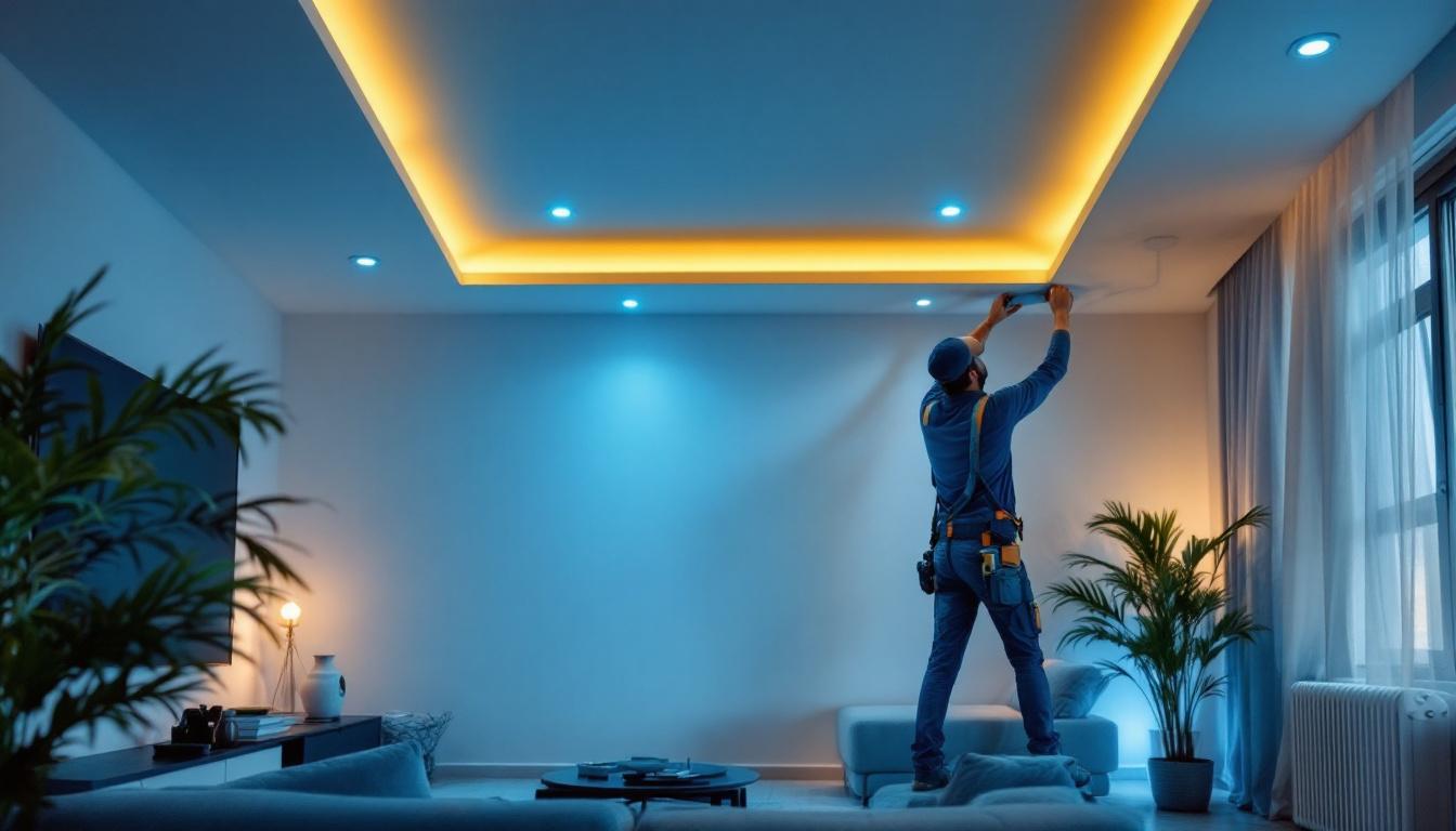 A photograph of a beautifully designed living space showcasing modern recessed lighting fixtures