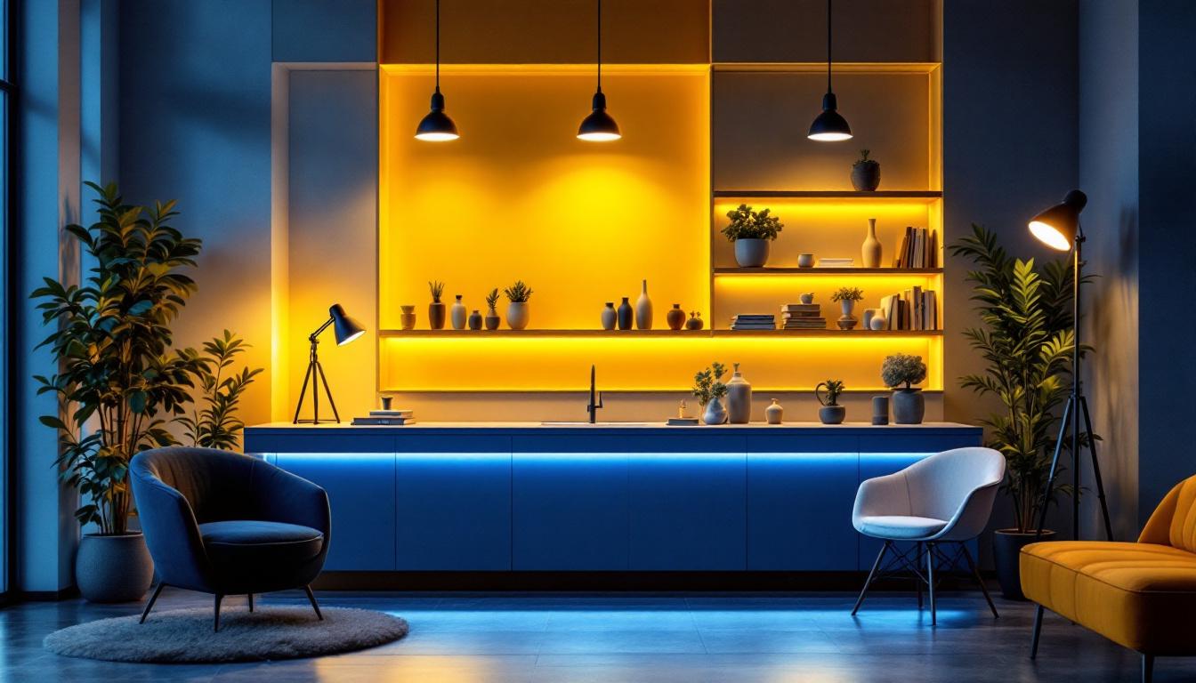 A photograph of a stylish interior space featuring various modern 4-inch high hats in use