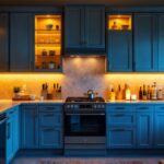 A photograph of a beautifully designed kitchen with warm