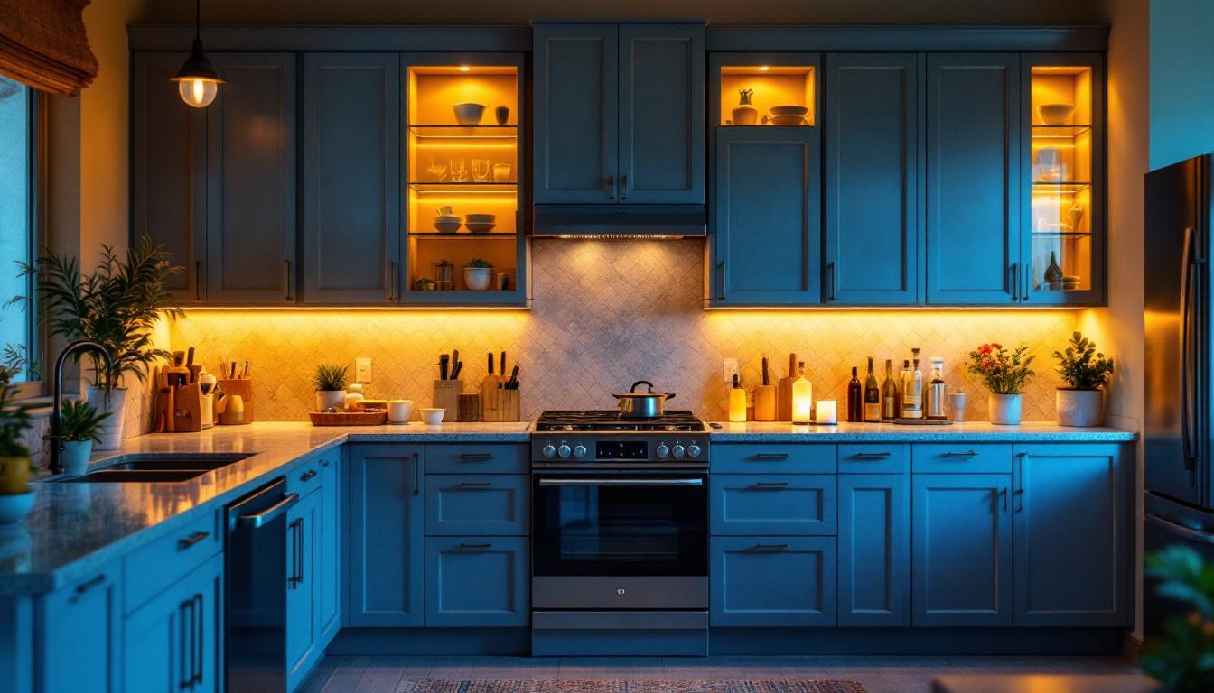 A photograph of a beautifully designed kitchen with warm