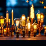 A photograph of a beautifully arranged display of various candelabra bulb types
