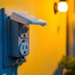 A photograph of a well-installed gfci outdoor outlet with a protective cover