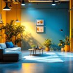 A photograph of a beautifully lit interior space showcasing various lighting solutions
