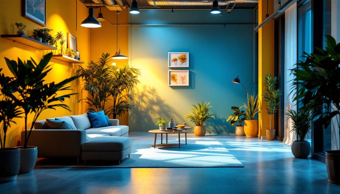 A photograph of a beautifully lit interior space showcasing various lighting solutions