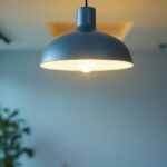 A photograph of a stylish pendant light in a modern interior setting