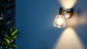 A photograph of a stylishly designed wall-mounted light fixture in a modern interior setting
