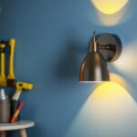 A photograph of a stylish wall sconce installed in a modern interior setting