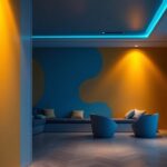 A photograph of a beautifully designed room featuring recessed lighting