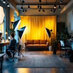 A photograph of a beautifully lit hair and beauty studio showcasing various lighting setups