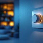A photograph of a modern led dimmer switch installed on a stylish wall