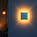 A photograph of a stylish smart wall light switch in a modern home setting