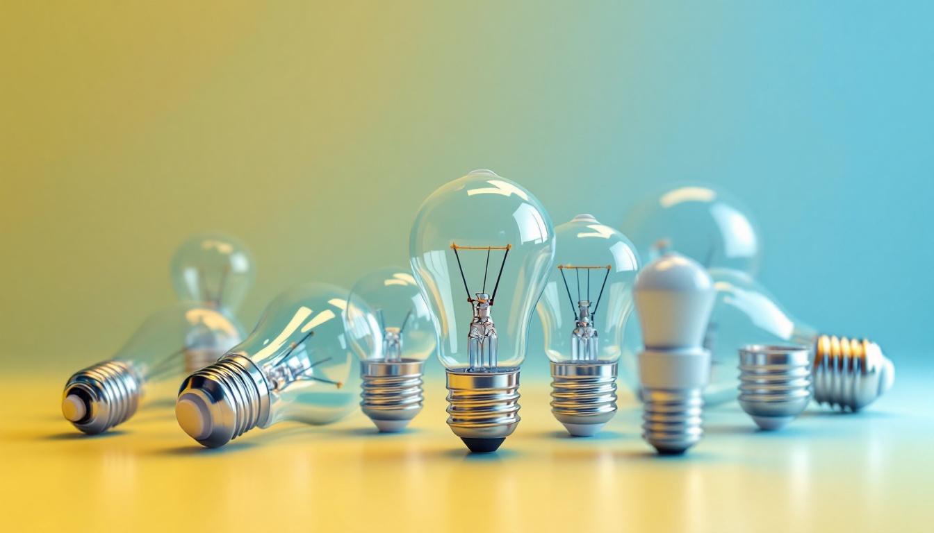 A photograph of a close-up of various us standard bulb bases