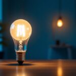 A photograph of a sleek and modern 2-foot led light bulb illuminated in a stylish interior setting