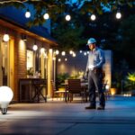 A photograph of a well-lit outdoor space showcasing various led bulbs in use