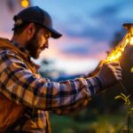 A photograph of a solar-powered led strip light installation in an outdoor setting