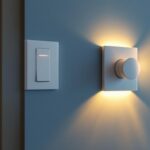 A photograph of a stylish light fan combo switch installed in a modern living space