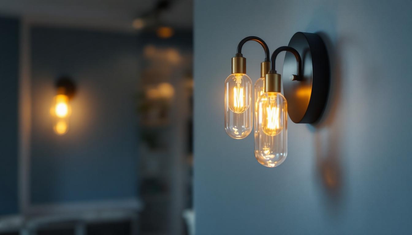 A photograph of a stylish chandelier wall sconce elegantly illuminated in a modern interior setting
