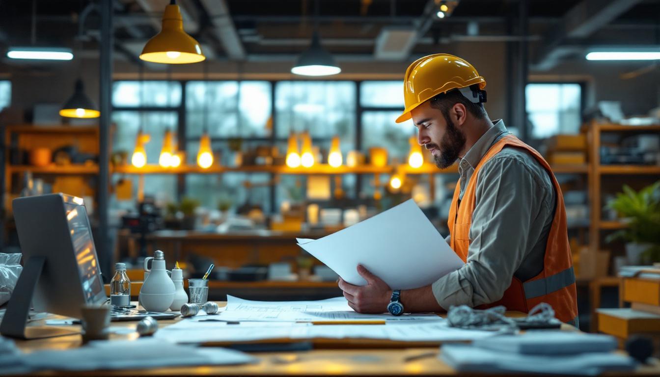 A photograph of a well-lit workspace showcasing t8 light bulbs in use