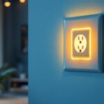 A photograph of a well-lit electrical outlet installed in a stylish