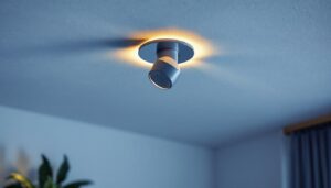 A photograph of a beautifully designed ceiling spotlight fixture installed in a modern interior space