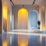 A photograph of a beautifully designed interior space featuring elegant uplighting